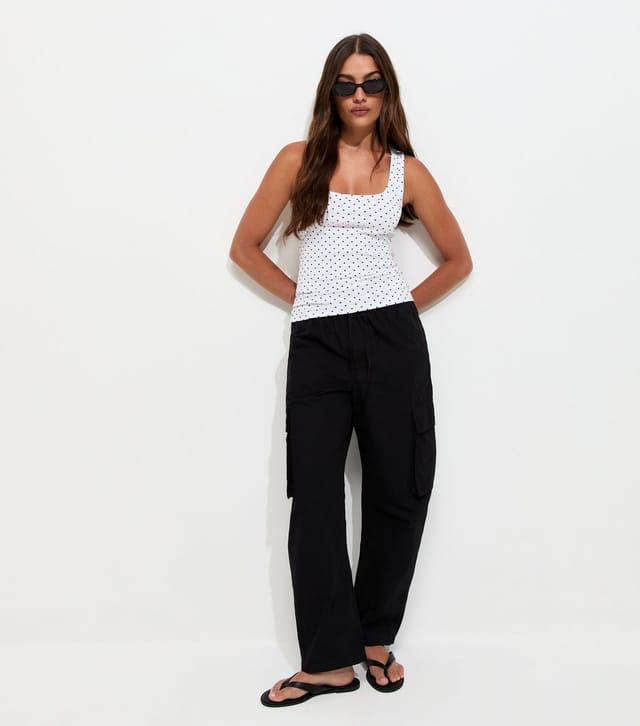 New Look Women's White Polka Dot Square Neck Vest Top New Look - 3