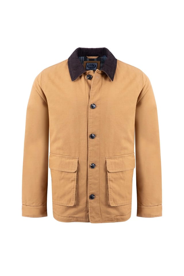 Weird Fish Weird Fish Men's Barnaby Padded Canvas Barn Jacket in Brown - 2