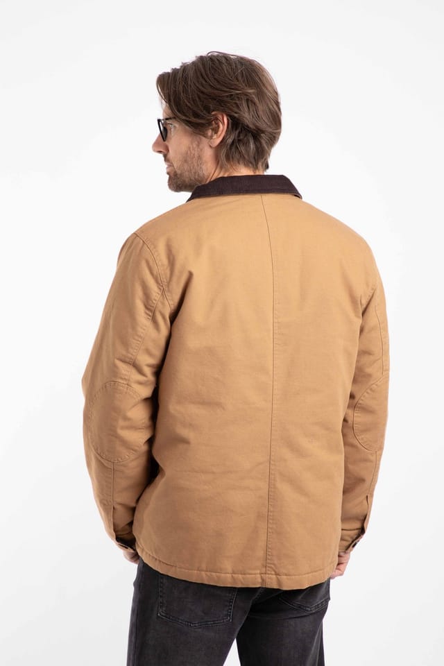 Weird Fish Weird Fish Men's Barnaby Padded Canvas Barn Jacket in Brown - 3