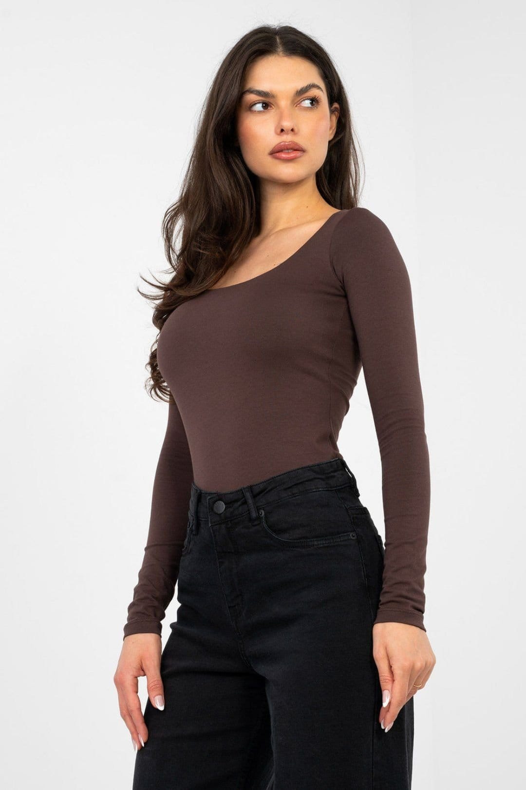Love Lace Brown Cotton/Elastane Long Sleeve Blouse