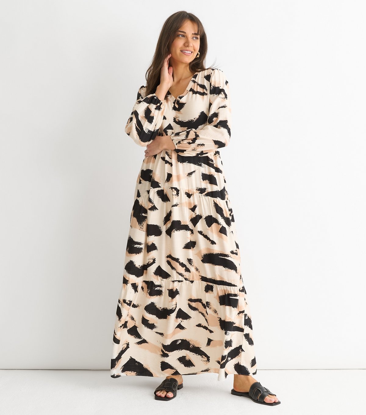 Gini London Women's Cream Animal Print Maxi Dress Gini London New Look - 3