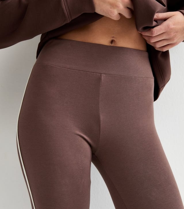 New Look Women's Dark Brown Side Stripe High Waist Leggings New Look - 2