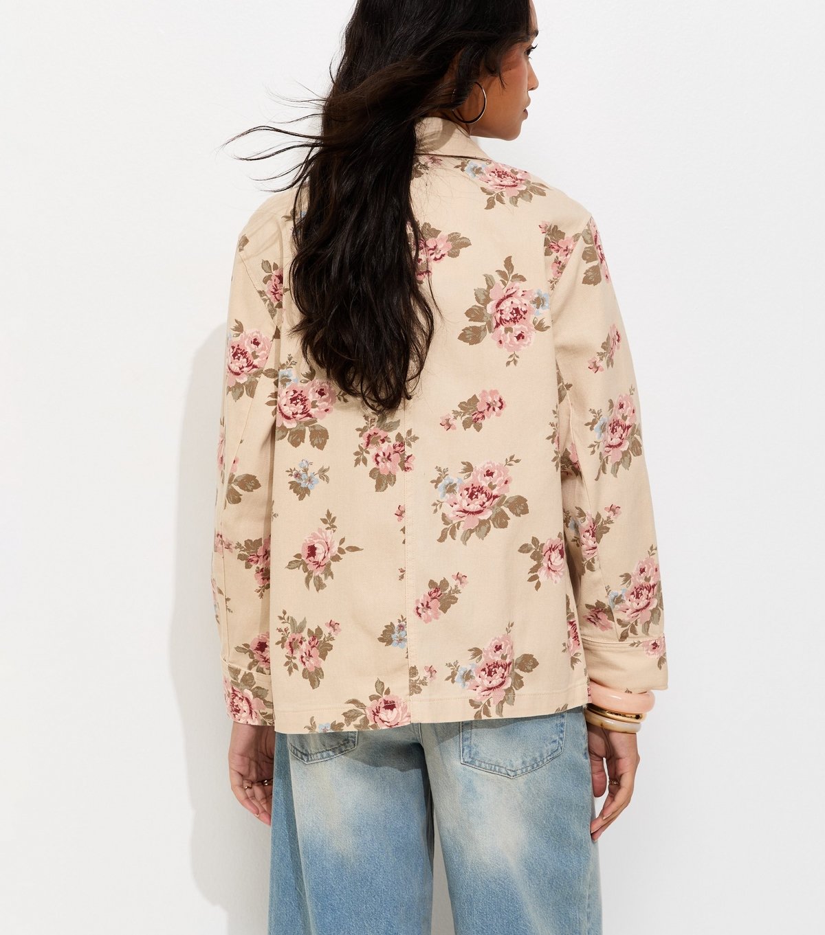 New Look Women's Cream Cotton Floral Longline Shacket New Look - 4