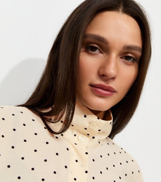 New Look Women's Cream Spot Print High Funnel Neck Shirt New Look - 2