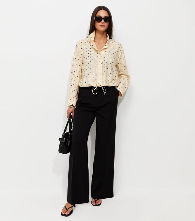 New Look Women's Cream Spot Print High Funnel Neck Shirt New Look - 3