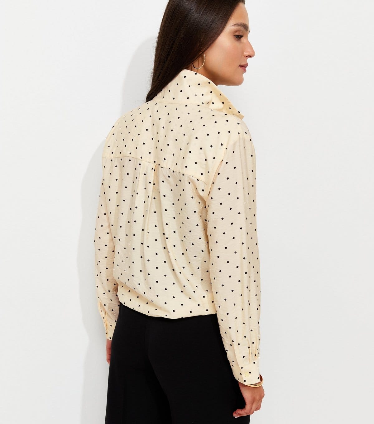 New Look Women's Cream Spot Print High Funnel Neck Shirt New Look - 4