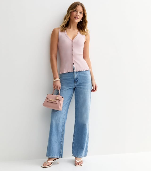 New Look Women's Light Pink Lightweight Peplum V Neck Waistcoat New Look - 3