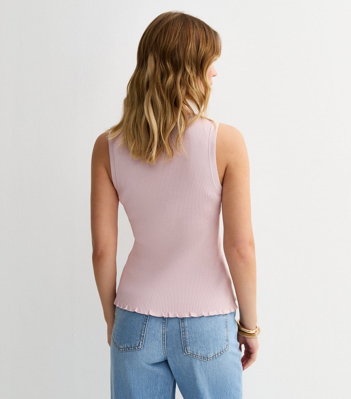 New Look Women's Light Pink Lightweight Peplum V Neck Waistcoat New Look - 4