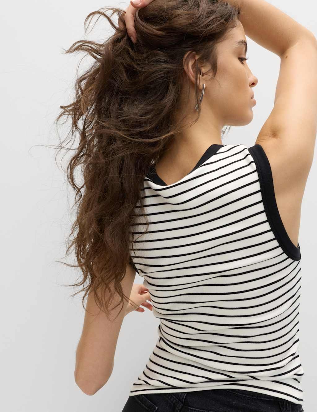 Marks & Spencer M&S Cotton Rich Premium Slim Fit Tank Top Cream Mix - 3