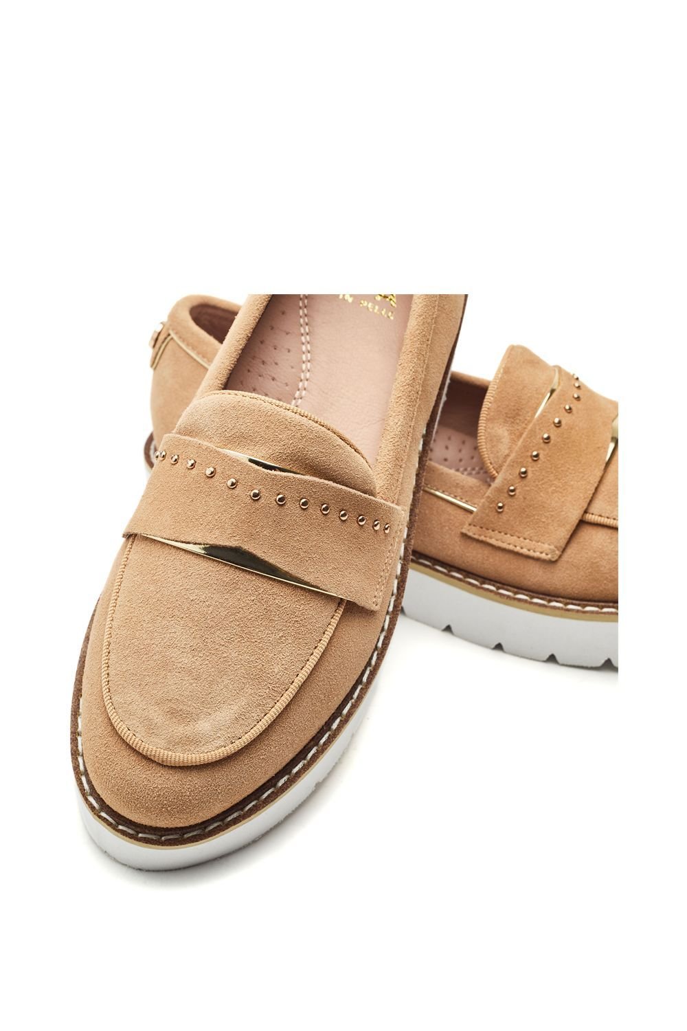 Moda In Pelle Moda In Pelle Women's 'Elber' Suede Loafers in Camel - 4