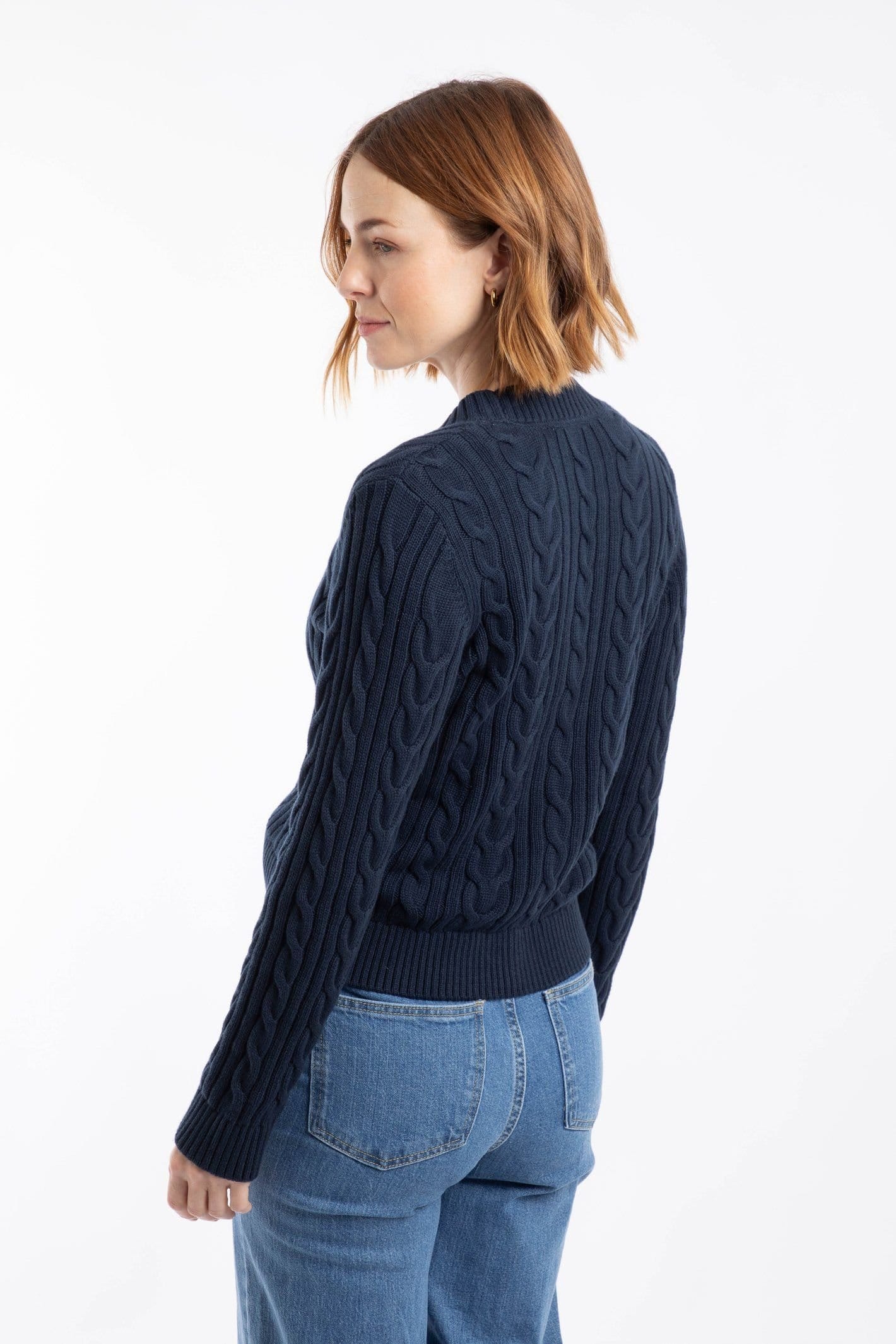 Weird Fish Weird Fish Women's Constance Cable Knit Cardigan in Navy - 4