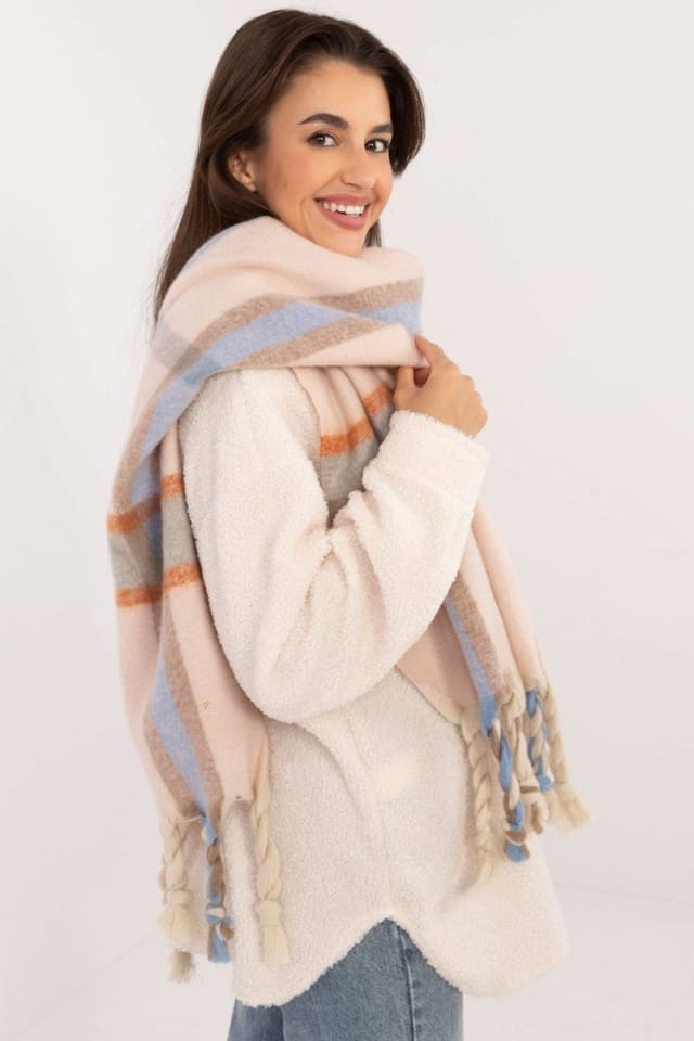 Love Lace Love Lace Women's Elegant Checkered Polyester Scarf with Tassels for Warmth in Pink - 2