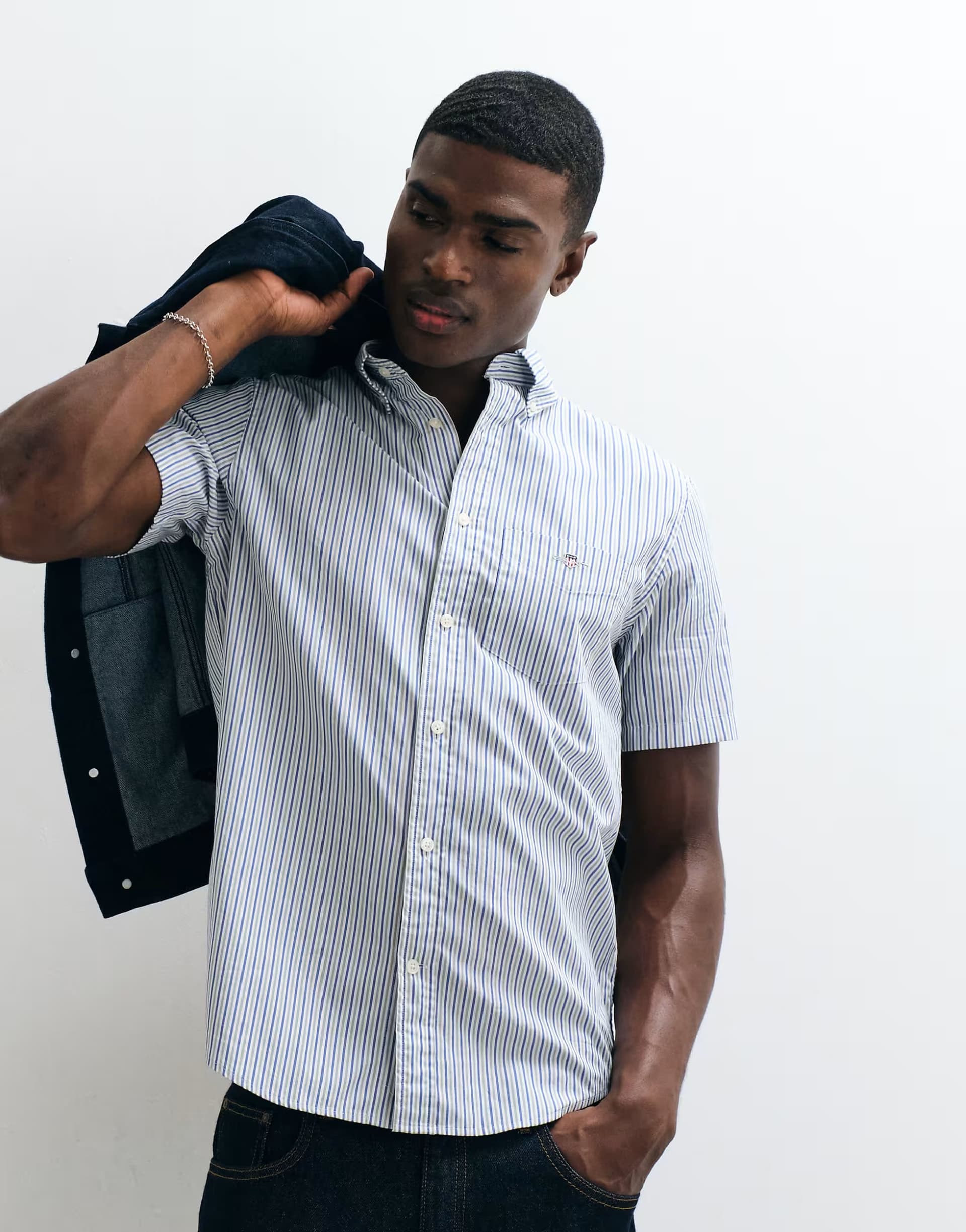 ASOS Gant regular fit poplin stripe short sleeve shirt in mint