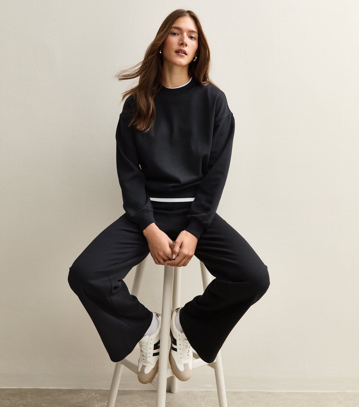 New Look Black Jersey Wide Leg Joggers
