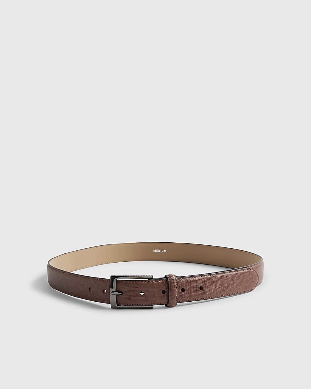 River Island Mens River Island Brown Textured Belt