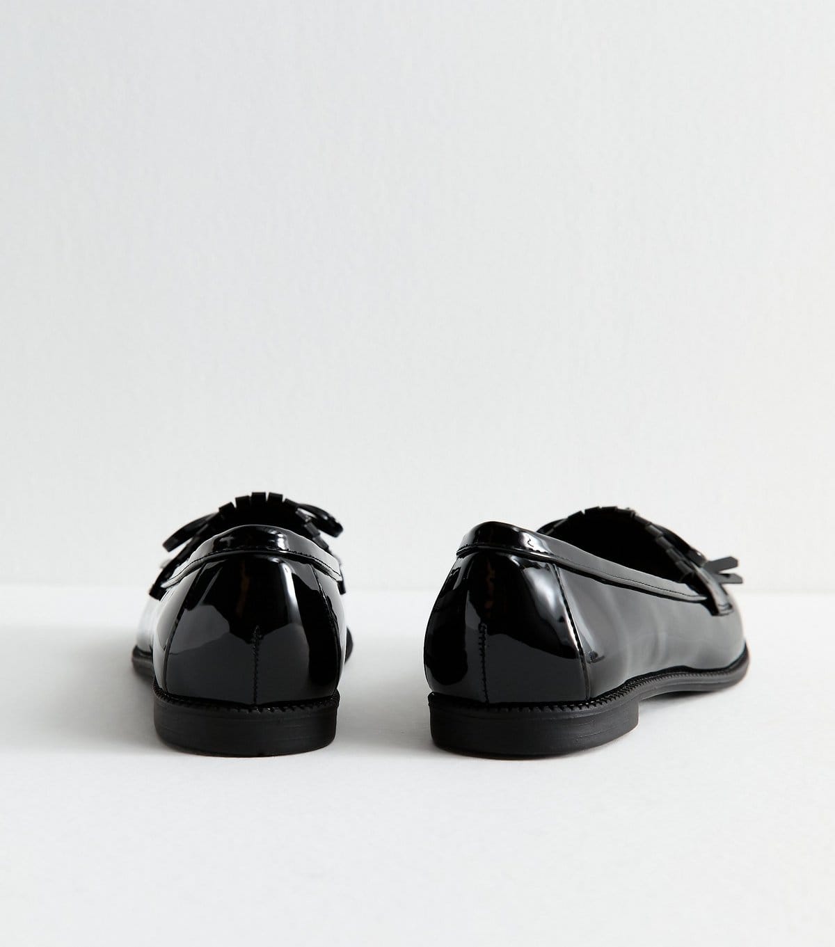New Look Women's Black Faux Patent Tassel Trim Loafers Vegan New Look - 4