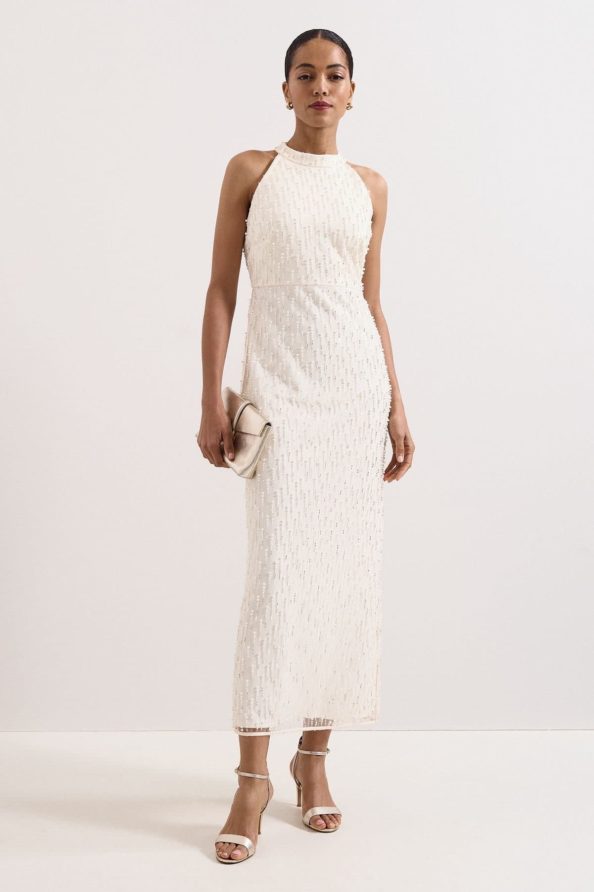 Phase Eight Phase Eight Women's Marie Beaded Dress in Warm White