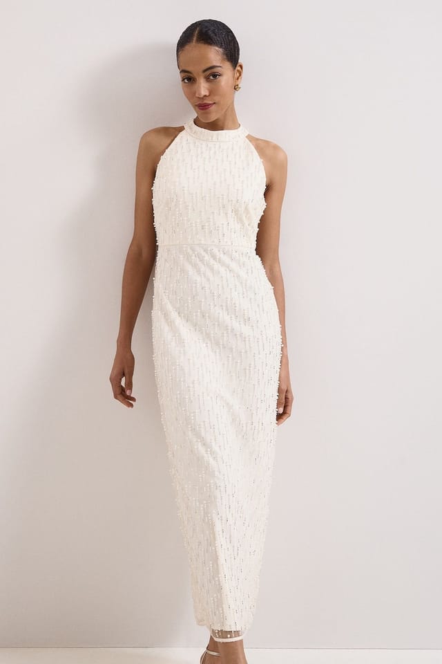 Phase Eight Phase Eight Women's Marie Beaded Dress in Warm White - 3