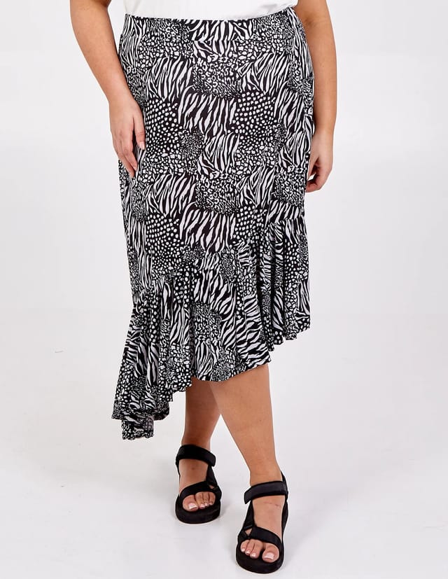 Blue Vanilla Curve Asymmetric Hem Tiered Midi Skirt - 2