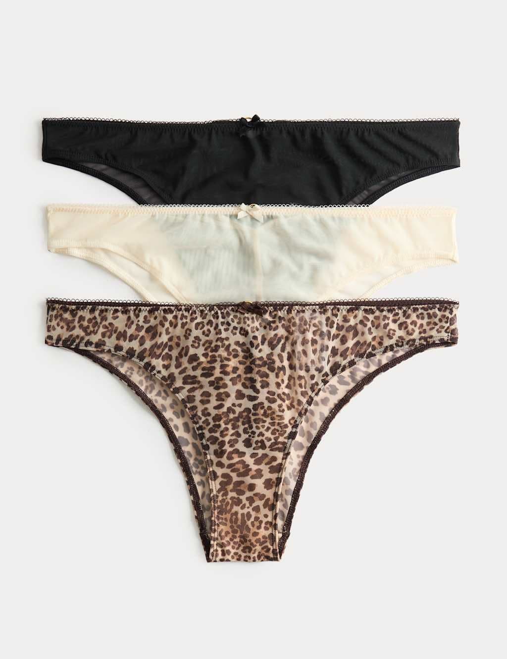 Marks & Spencer M&S 3 Pack Mesh Brazilian Knickers Black Mix