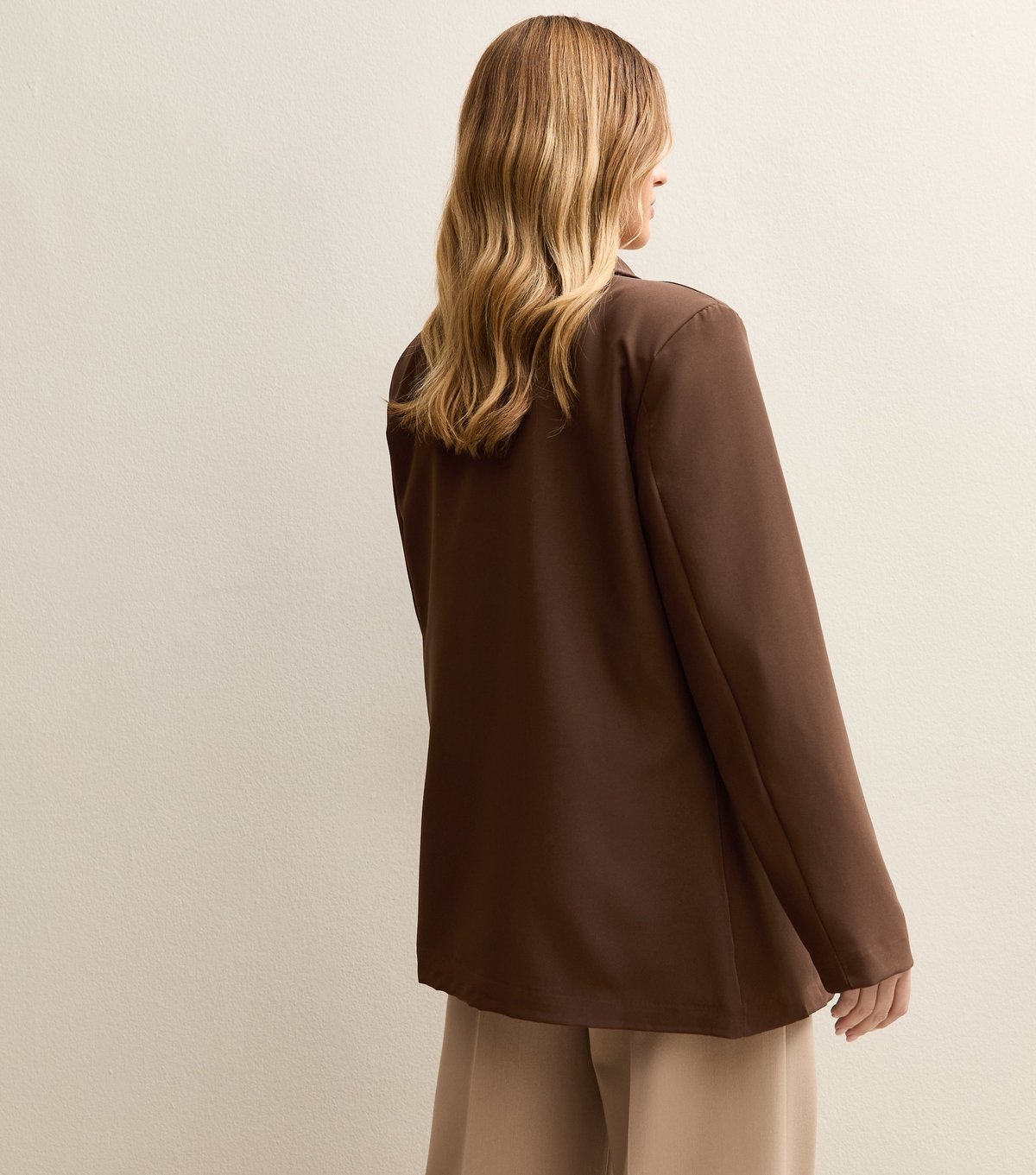 Gini London Women's Mid Brown Contrast Cuff Blazer Gini London New Look - 4