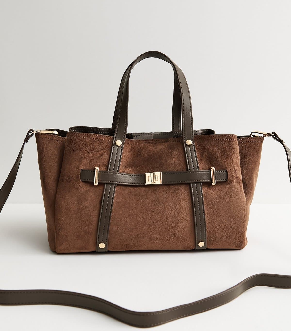 New Look New Look Dark Brown Faux Suede Tote Bag