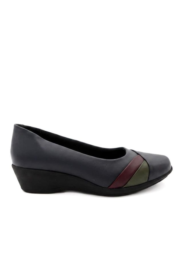 Pavers Pavers Women's Smart Leather Wedge Heel Pumps in Navy - 2