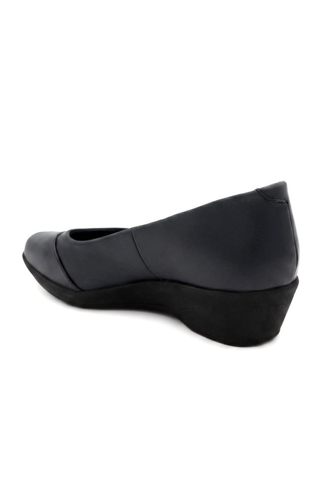 Pavers Pavers Women's Smart Leather Wedge Heel Pumps in Navy - 3