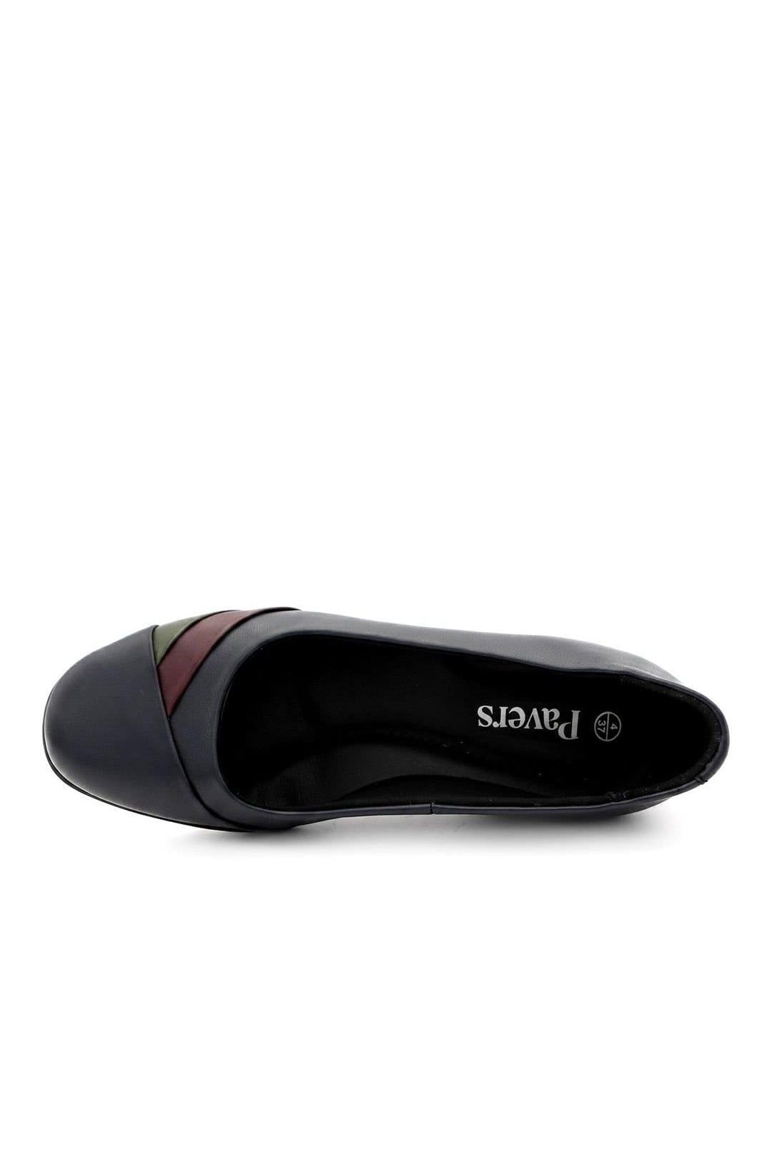 Pavers Pavers Women's Smart Leather Wedge Heel Pumps in Navy - 4