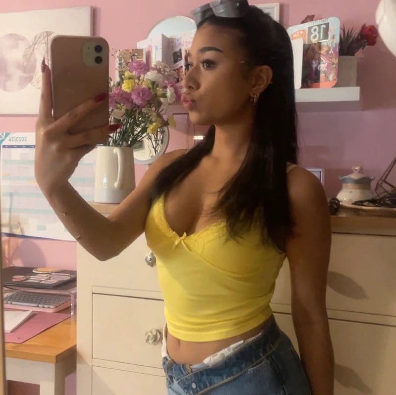 Bershka Yellow Lacy Tank Top