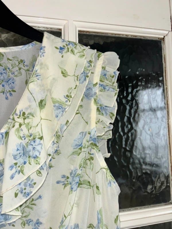 New Look Floral Ruffle Sleeveless Blouse, 12