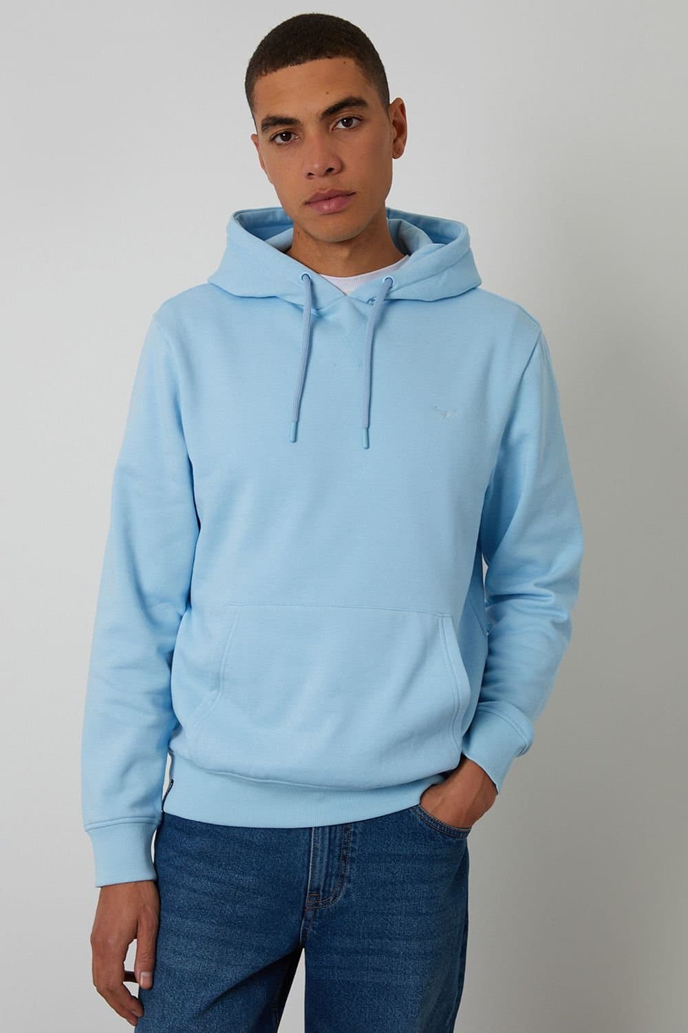 Threadbare Threadbare Light Blue Cotton Blend Hoody