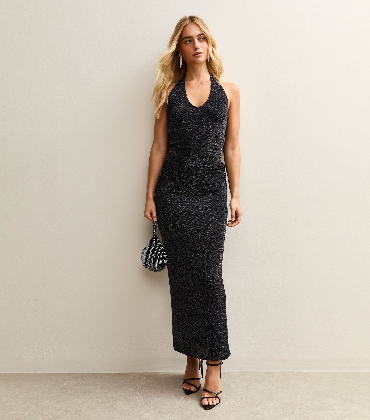 New Look Women's Gunmetal Glittery Halter Neck Top New Look - 3