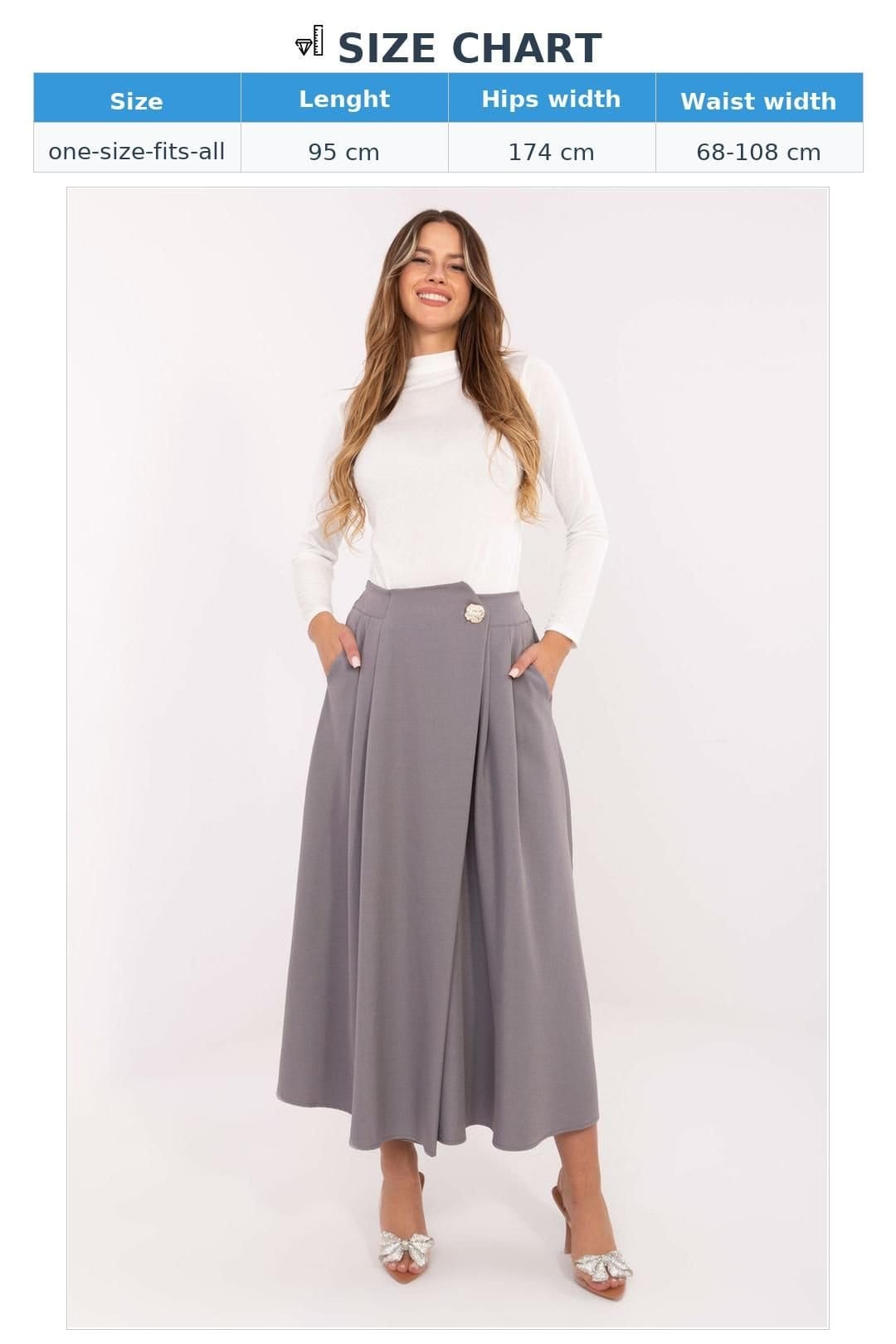 Love Lace Love Lace Women's Elastic Waist Pleated Midi Skirt with Pockets Style 219352 in Grey - 4