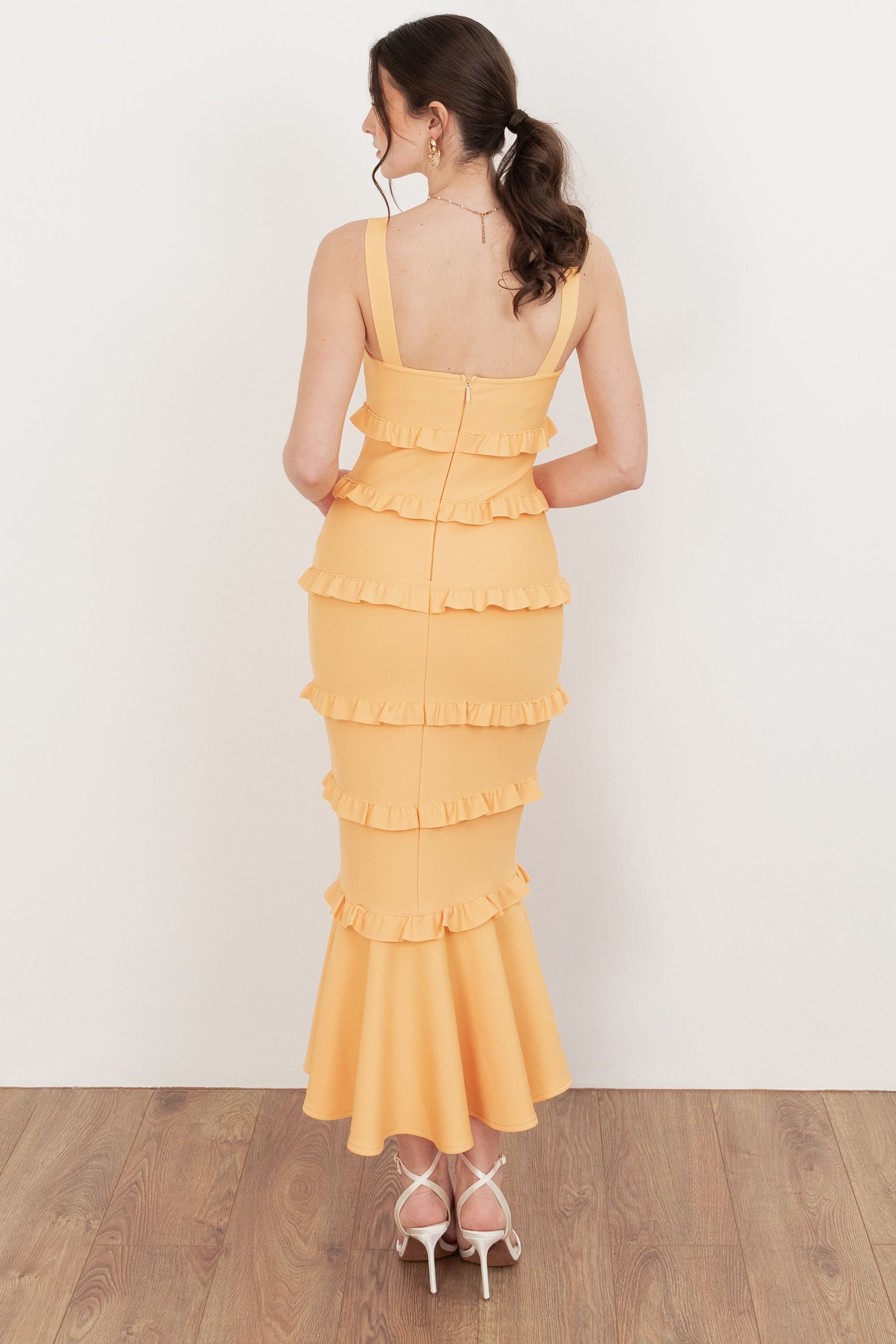 Maya Deluxe Maya Deluxe Women's Strappy Bandage Midi Dress in Yellow - 2