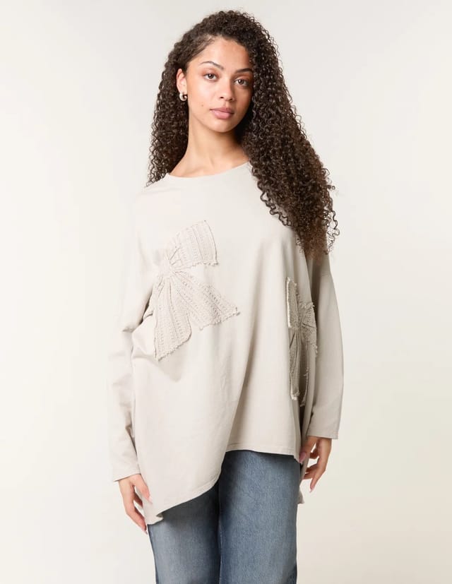 Blue Vanilla Lace Bow Sweat Top - 2