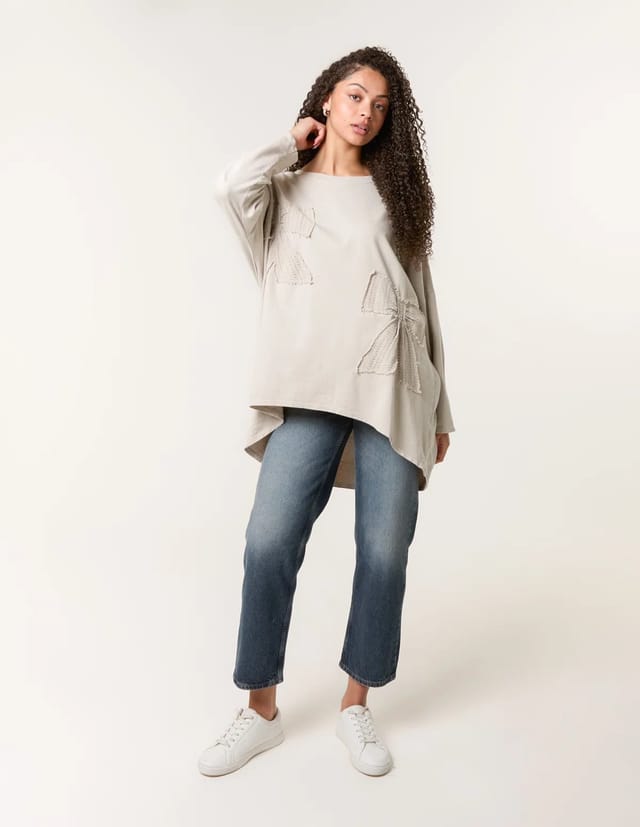 Blue Vanilla Lace Bow Sweat Top - 3