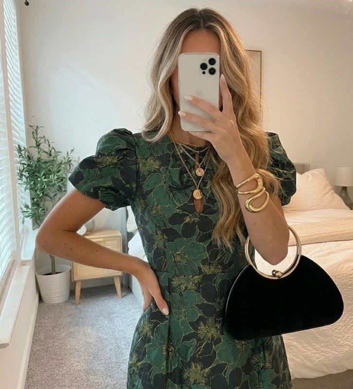 Freemans New tags! Freemans Sophie Ellis Bextor Green Floral Puff Sleeve Dress UK 14 [1500]