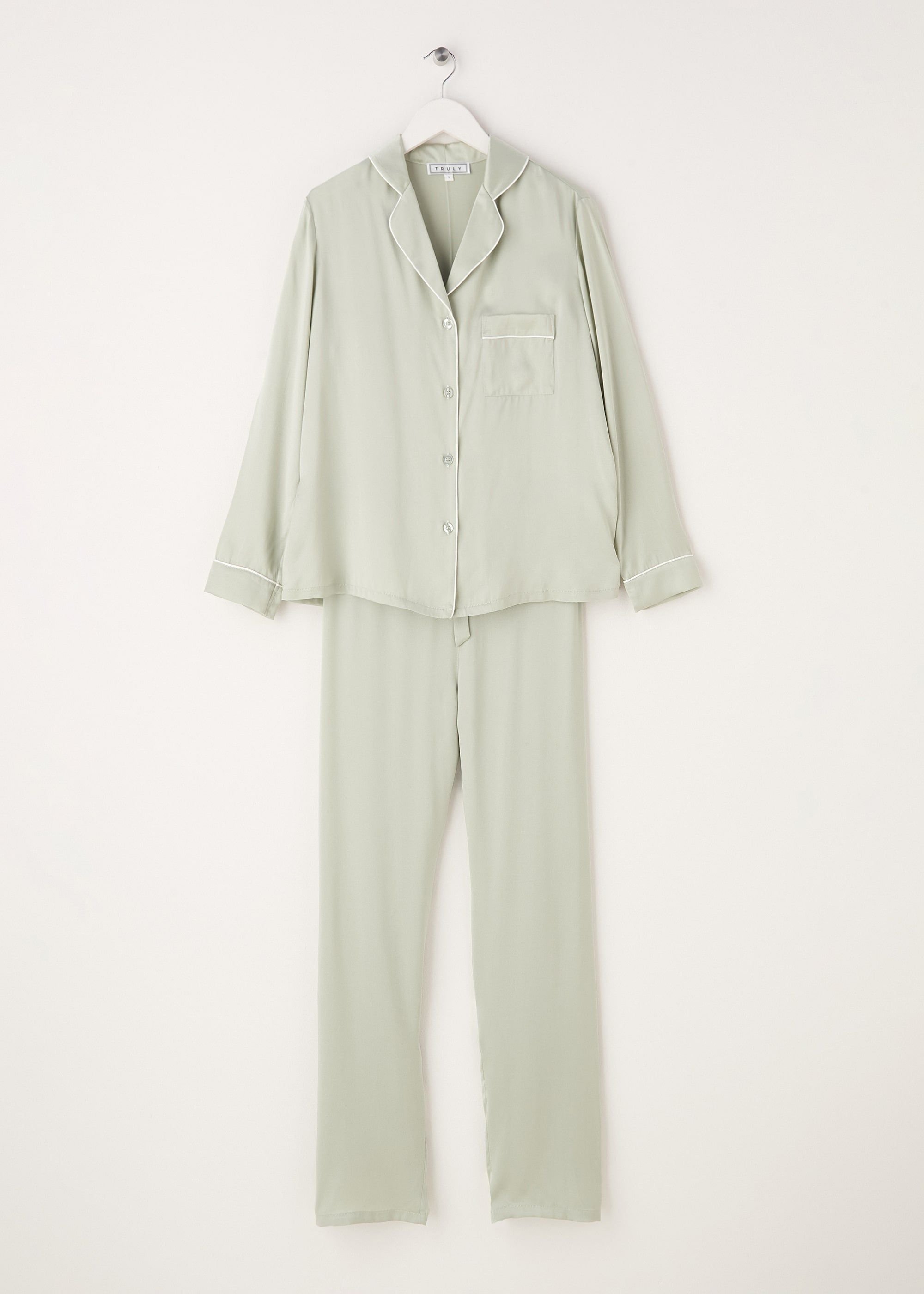 Truly Truly Women's Silk Pyjama Set in Pale Green - 2