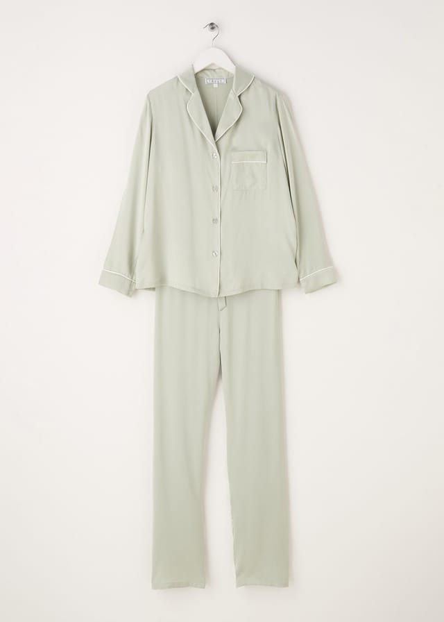 Truly Truly Women's Silk Pyjama Set in Pale Green - 2