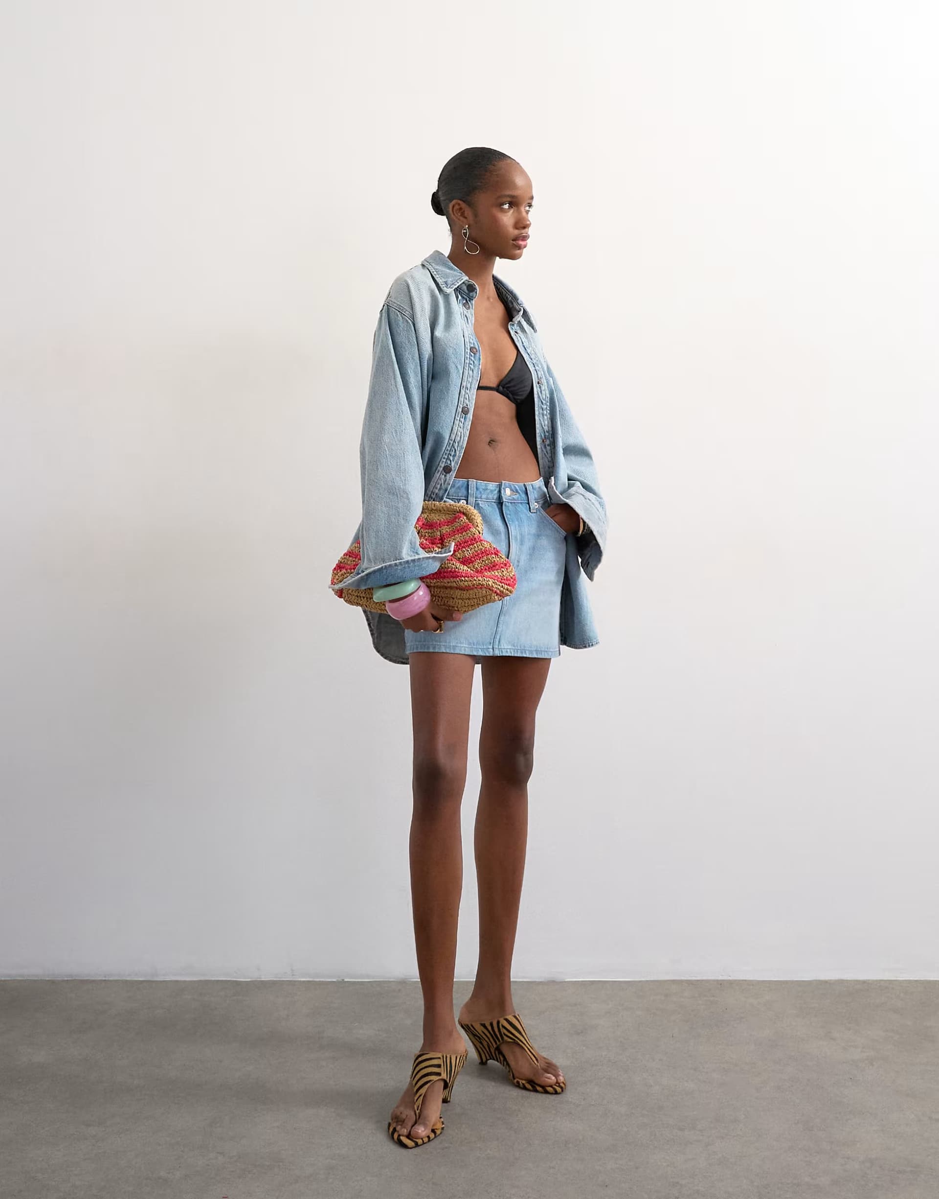 ASOS Topshop denim mini pelmet skirt in bleach