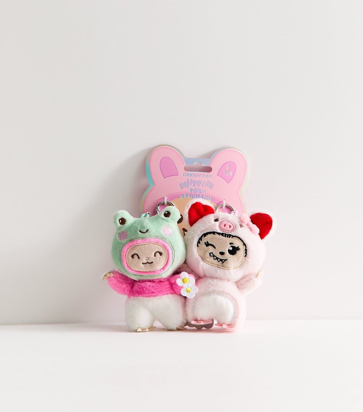 New Look Pink Pack Of 2 Fluffies Plush Key Rings New Look