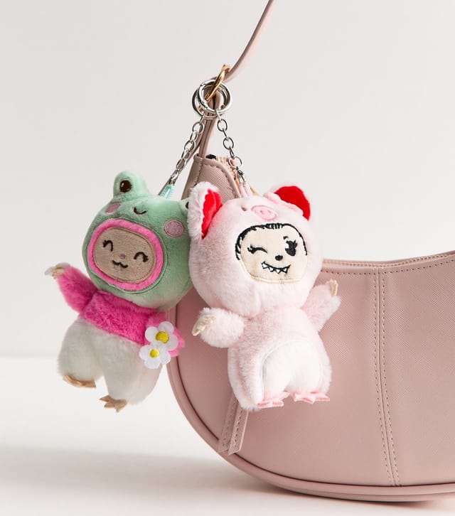 New Look Pink Pack Of 2 Fluffies Plush Key Rings New Look - 2