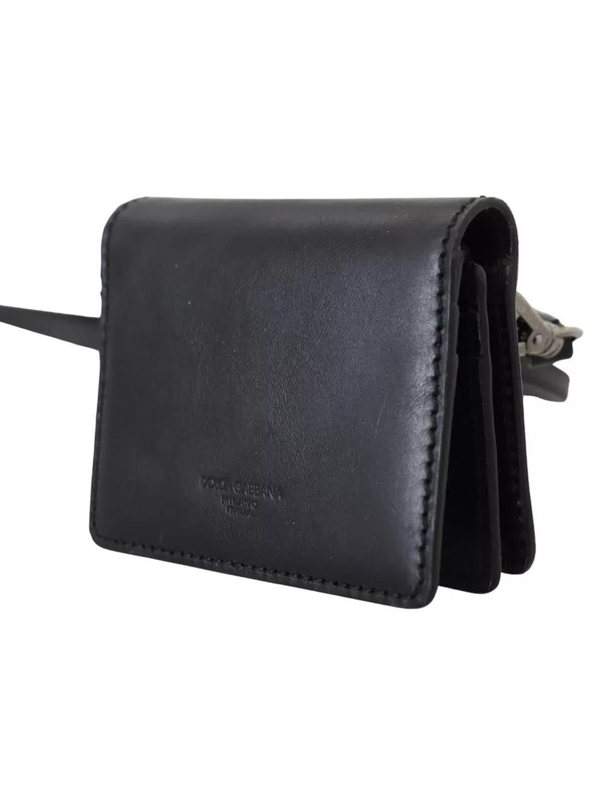 Dolce & Gabbana Dolce & Gabbana Women's Black Leather Bifold Shoulder Sling Wallet