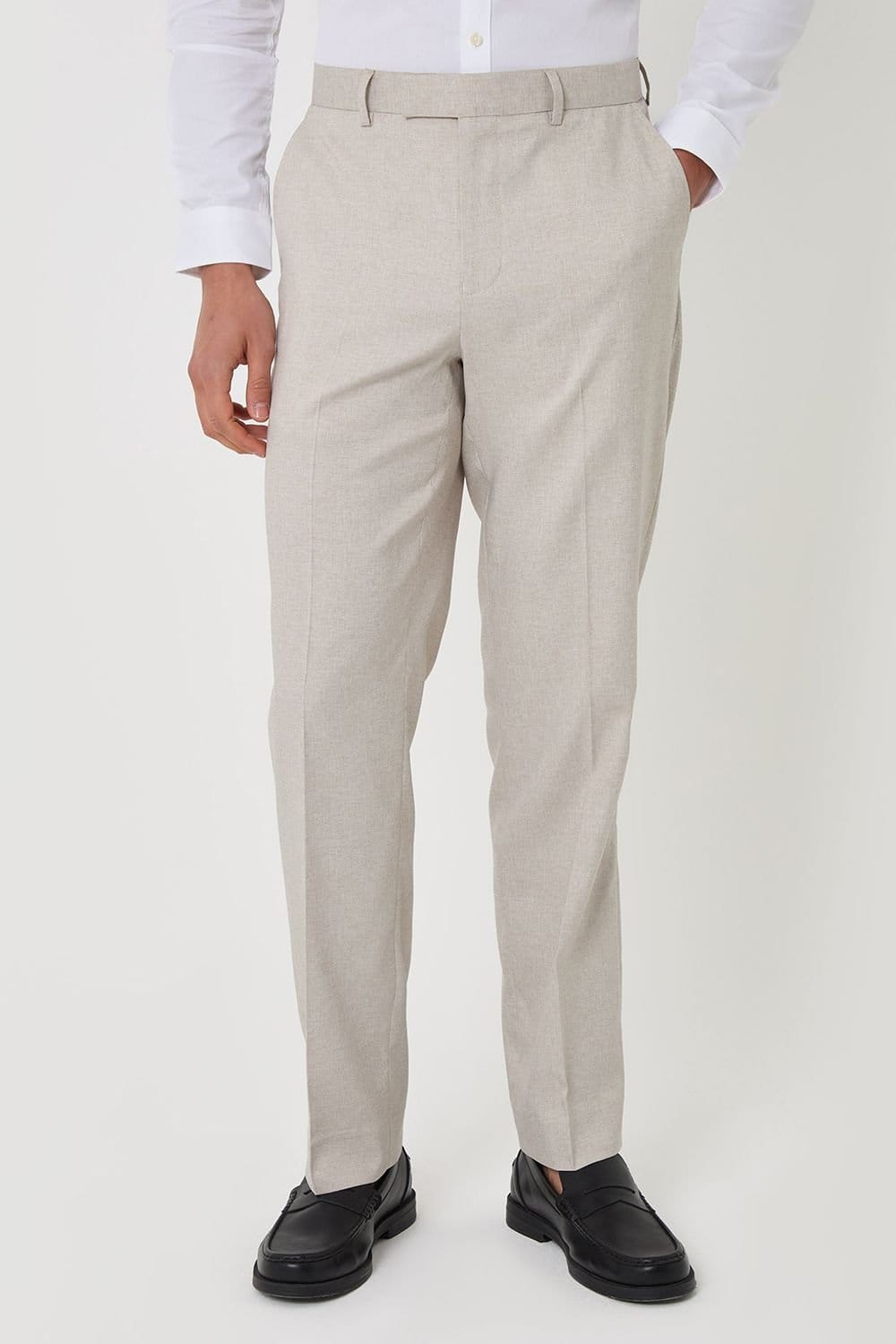Threadbare Men's Tailored Fit Lightweight Suit Trousers in Stone