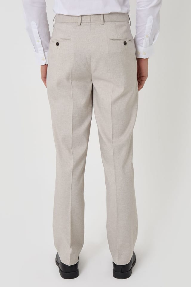 Threadbare Threadbare Men's Tailored Fit Lightweight Suit Trousers in Stone - 2