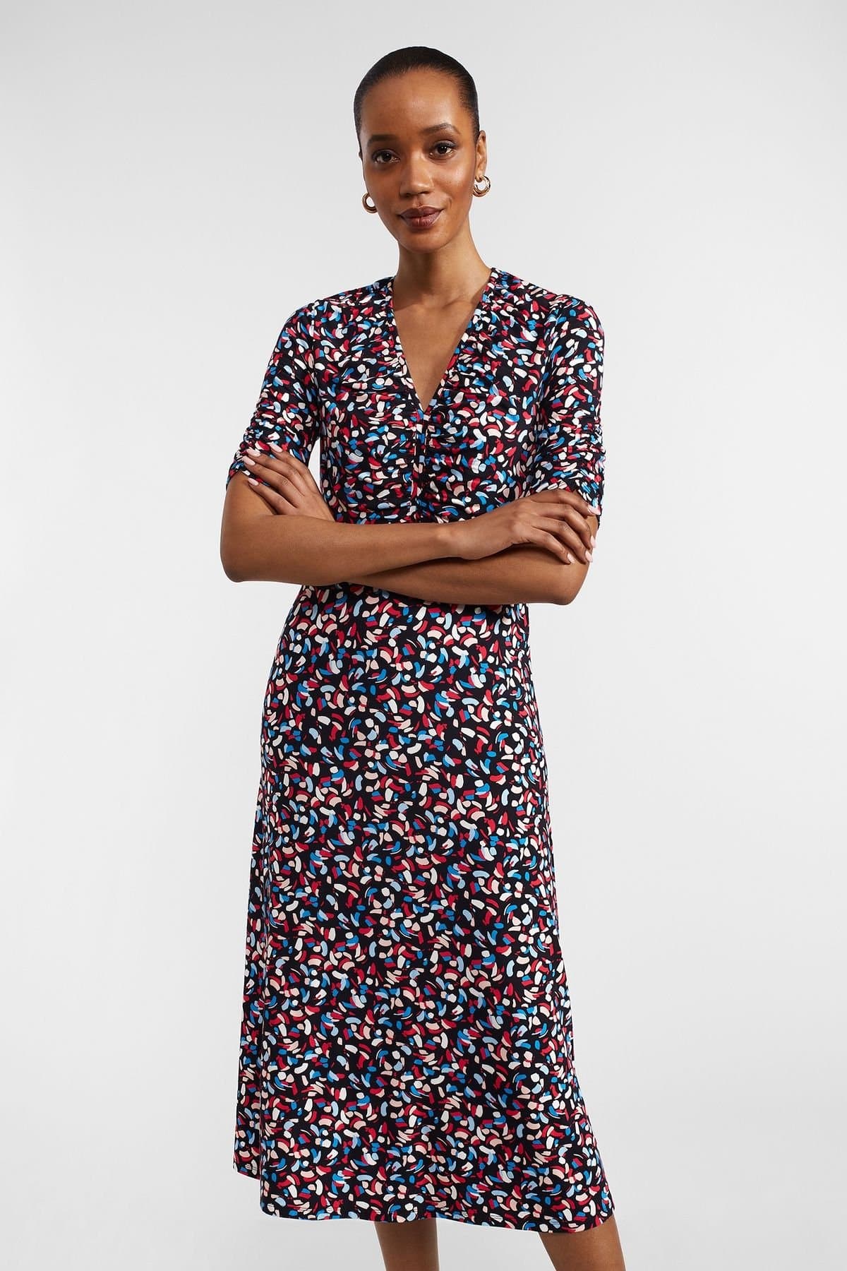 Hobbs London Hobbs London Women's Anela Printed Midi Dress in Dark Navy
