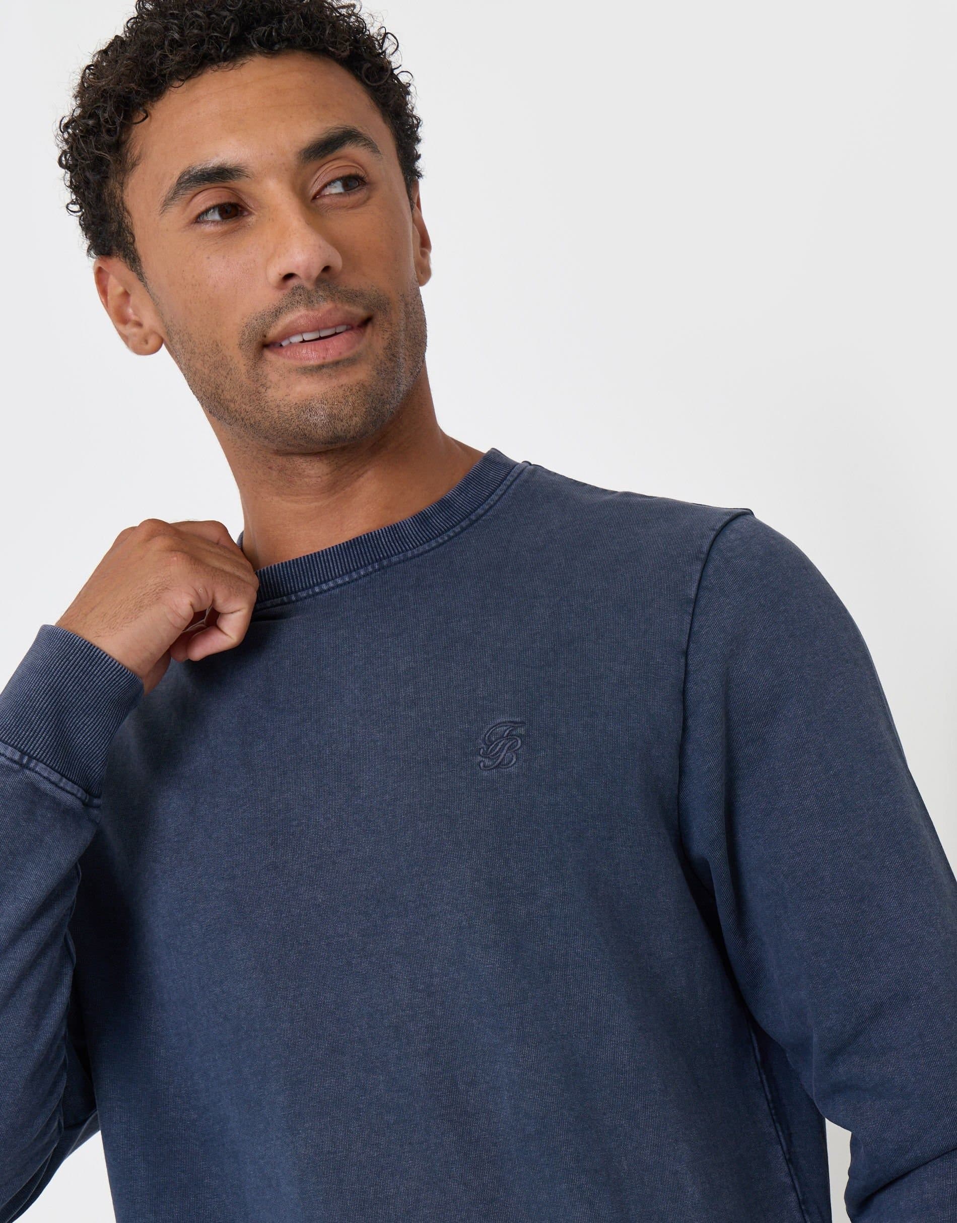 Threadbare threadbare Men's Ribbed Cotton Sweatshirt in Blue