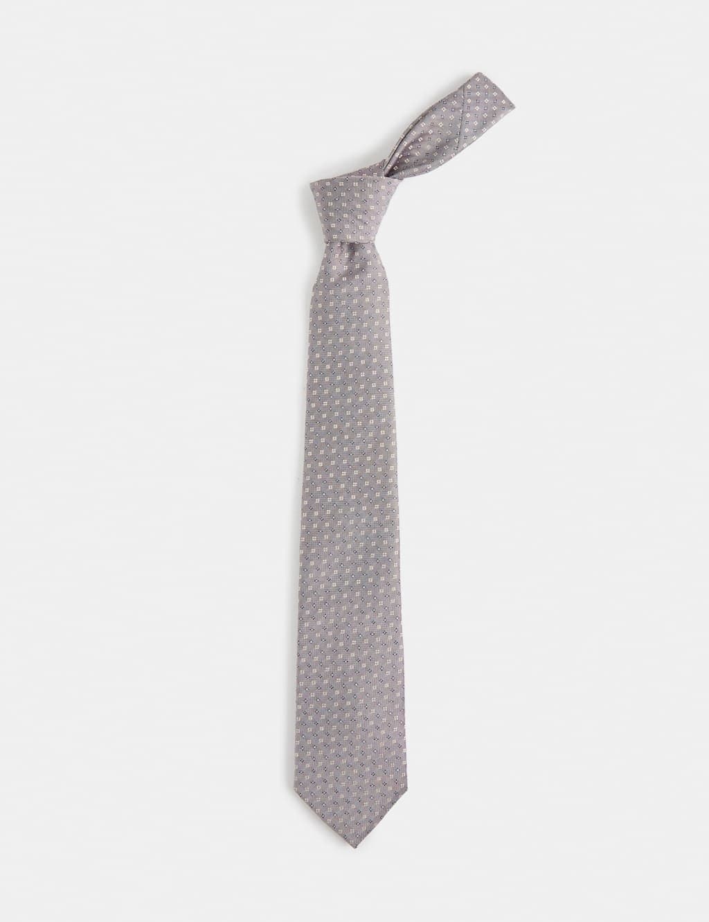 Marks & Spencer M&S Pure Silk Geometric Tie Medium Brown
