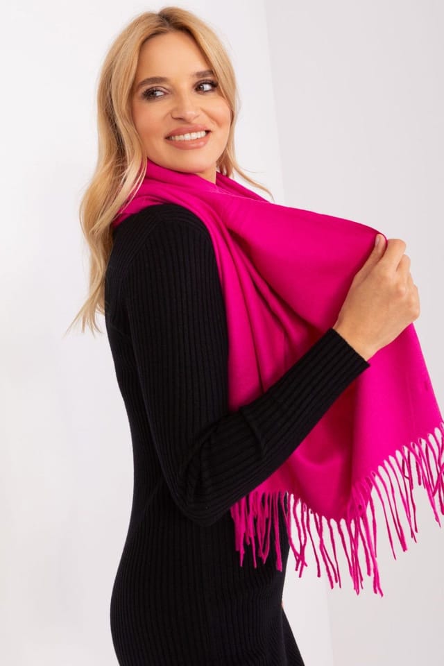 Love Lace Love Lace Women's Warm Long Winter Scarf 196 cm With Cozy Decorative Tassels in Fuchsia - 2